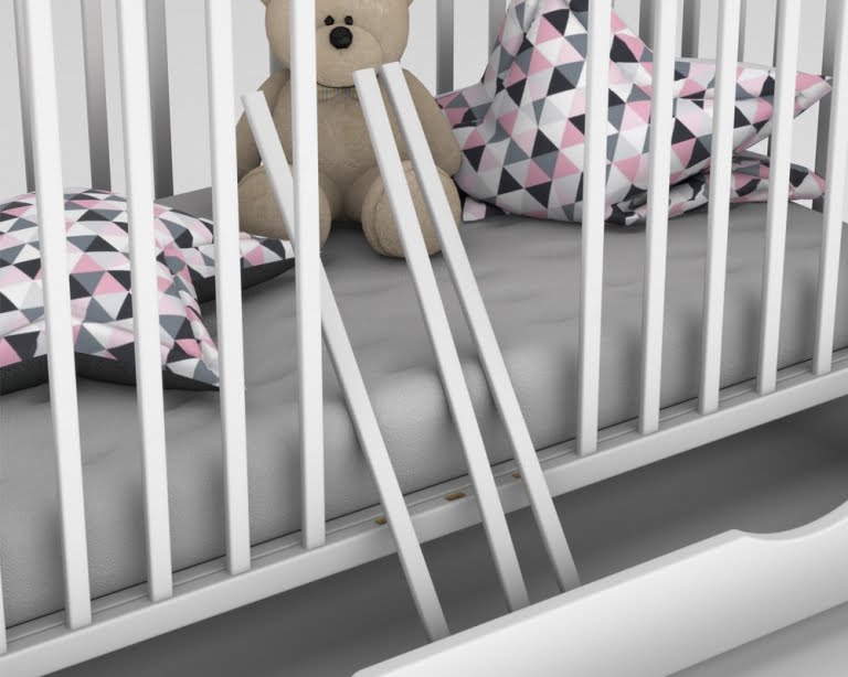 Wyjmowane szczebelki łóżka dla niemowląt Julia białe