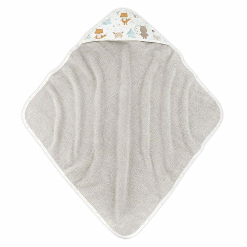 Ręcznik z kapturem dla noworodka beżowy Woodland