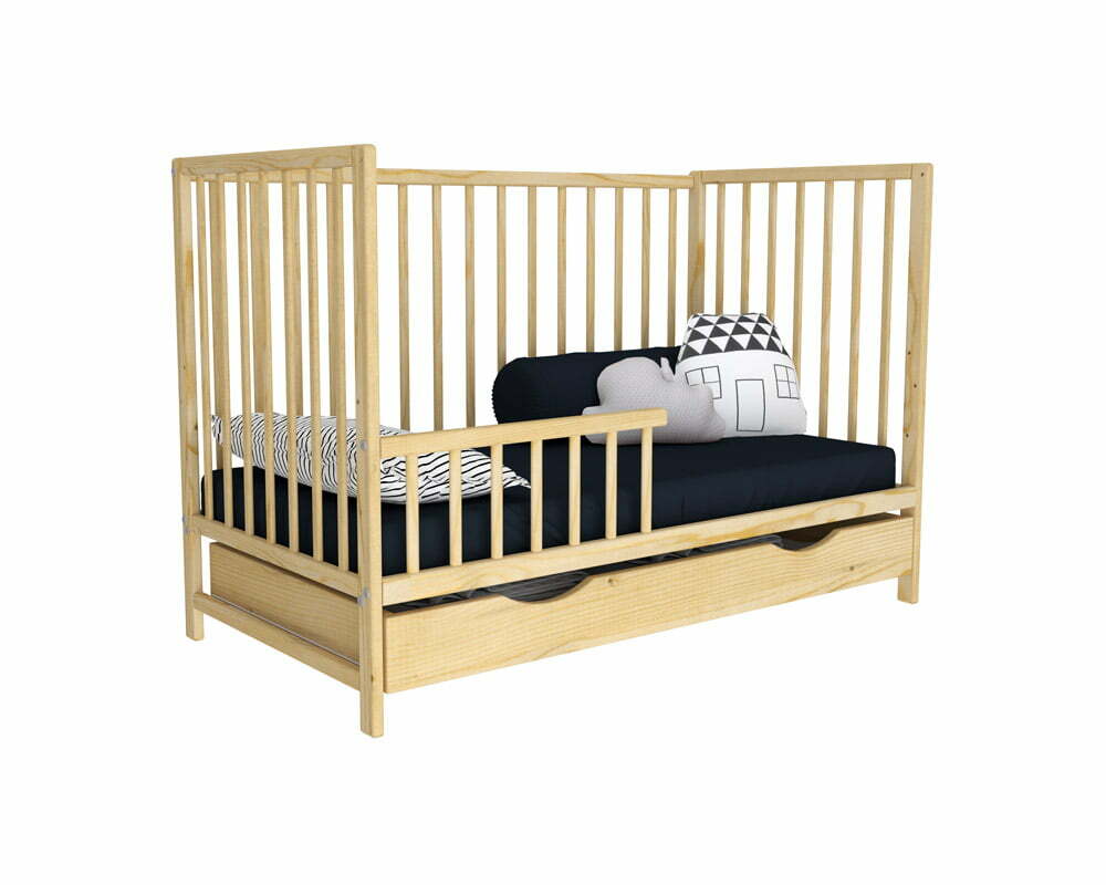 Drewniane łóżeczko/tapczan z szufladą MAGDA sosnowe 120x60cm