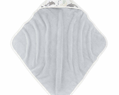 Ręcznik dla niemowlaka jasny szary z kapturem Ocean